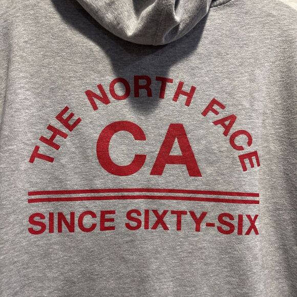The North Face Men's Size Medium Gray Red Hoodie Sweatshirt Fleece Logo Outdoor - Picture 8 of 16